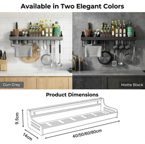 <strong>Spice</strong> <strong>Rack</strong> Hanging <strong>Spice</strong> <strong>Rack</strong> Kitchen Shelf Wall No Drilling <strong>Spice</strong> Organiser with Knife Slot Hook Cup Kitchen Shelf Wall - Product Image 5