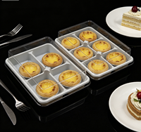 Boîte à tartelettes jetable en PET de qualité alimentaire avec fourchette et couteau pour boulangerie, pâtisserie, pain, dessert, contenants à emporter