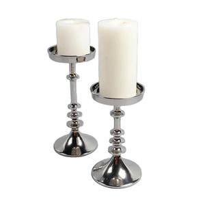 Soportes de vela de latón de gran venta para sala de estar, soporte de pilar de vela de aluminio niquelado de alta calidad para mesa - Product Image 1