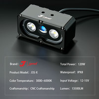 Phare avant de moto haute luminosité J3S-X 120W, lumière blanche, étanche IPX8, éclairage auxiliaire anti-angle mort, halo 6 couleurs