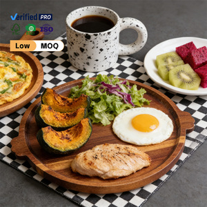 Nouveau <span class=keywords><strong>plateau</strong></span> rond en bois d'acacia minimaliste, très vendu, avec poignées, assiette à dîner, <span class=keywords><strong>plateau</strong></span> de service en bois pour la maison, l'hôtel, le restaurant - Product Image 3