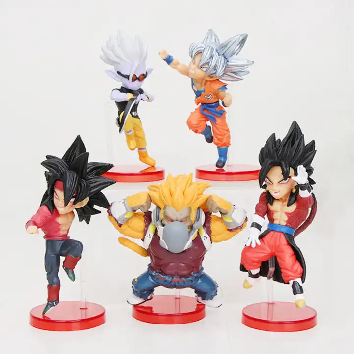 6pcs Anime Dragon Ball Super Saiyajin Filho Goku Vegito Gogeta Ornamento  Boneca Figura 3