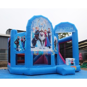 Château gonflable combiné bleu <span class=keywords><strong>Elsa</strong></span> personnalisé pour fête, château gonflable Frozen avec toboggan - Product Image 5