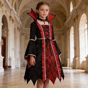 ชุดคอสตูมแวมไพร์เด็กคุณภาพสูงสำหรับฮาโลวีน ชุดแฟนซีสำหรับงานปาร์ตี้ งานรื่นเริง ภาพยนตร์ และทีวี ของขวัญชุดแฟนซี - Product Image 4