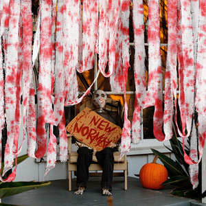 Halloween decoration blood cloth <b>strips</b>, blood bandages, warning isolation belts, terrifying scene arrangement - Product Image 2
