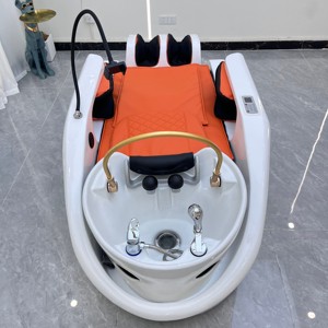 Lit de lavage électrique de luxe pour salon de coiffure et barbier, avec massage, circulation d'eau, vapeur et spa capillaire - Product Image 5