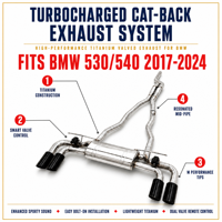 Échappement Catback Valvetronic d'usine pour BMW 530/540/540i G30/G38 2.0T/3.0T B48 2017-2024, tuyau d'échappement en titane avec résonateur