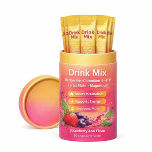 Mezcla de Bebida con Sabor a Fresa y Açaí, con Berberina, Cromo, 5-HTP, Yerba <span class=keywords><strong>Mate</strong></span>, Magnesio, Fabricación OEM - Product Image 1