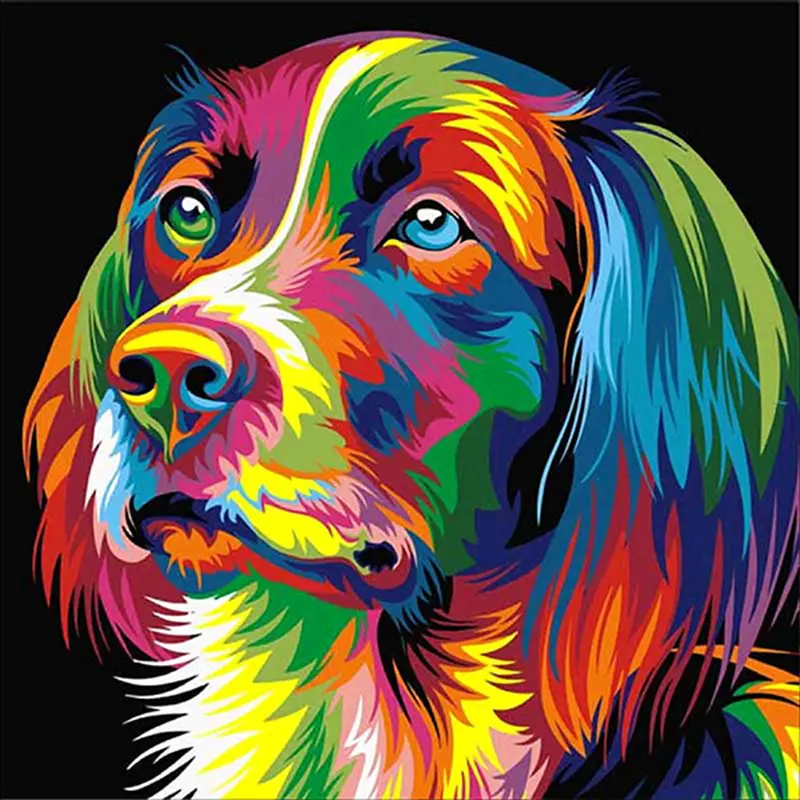 Dropship Pemasok Lukisan Berlian Anjing DIY 5D Abstrak Seni Dinding Kertas Hewan Persegi Panjang Dicetak KSDPA0844-2 CN;ZHE