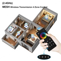 C506B Aipin Contrôleur intelligent Tuya 5-en-1 à 4 zones avec télécommande et synchronisation, application vocale, 12/24V, sans fil, changement de couleur, 30M PWM IP20 360W