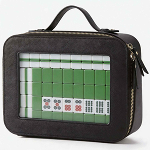 <b>Portable</b> Mahjong Tile Storage Bag PU Leather Case with Zipper 25x19x9.4cm for Easy Carry and Organization - Product Image 3