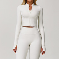 Ensemble de 4 pièces pour femmes, ensemble de leggings de yoga réversibles, vêtements de sport à manches longues, vêtements de fitness