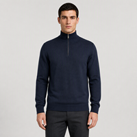 Pull d'hiver à col zippé avec logo personnalisé, pull décontracté chaud, pull-over, vente en gros