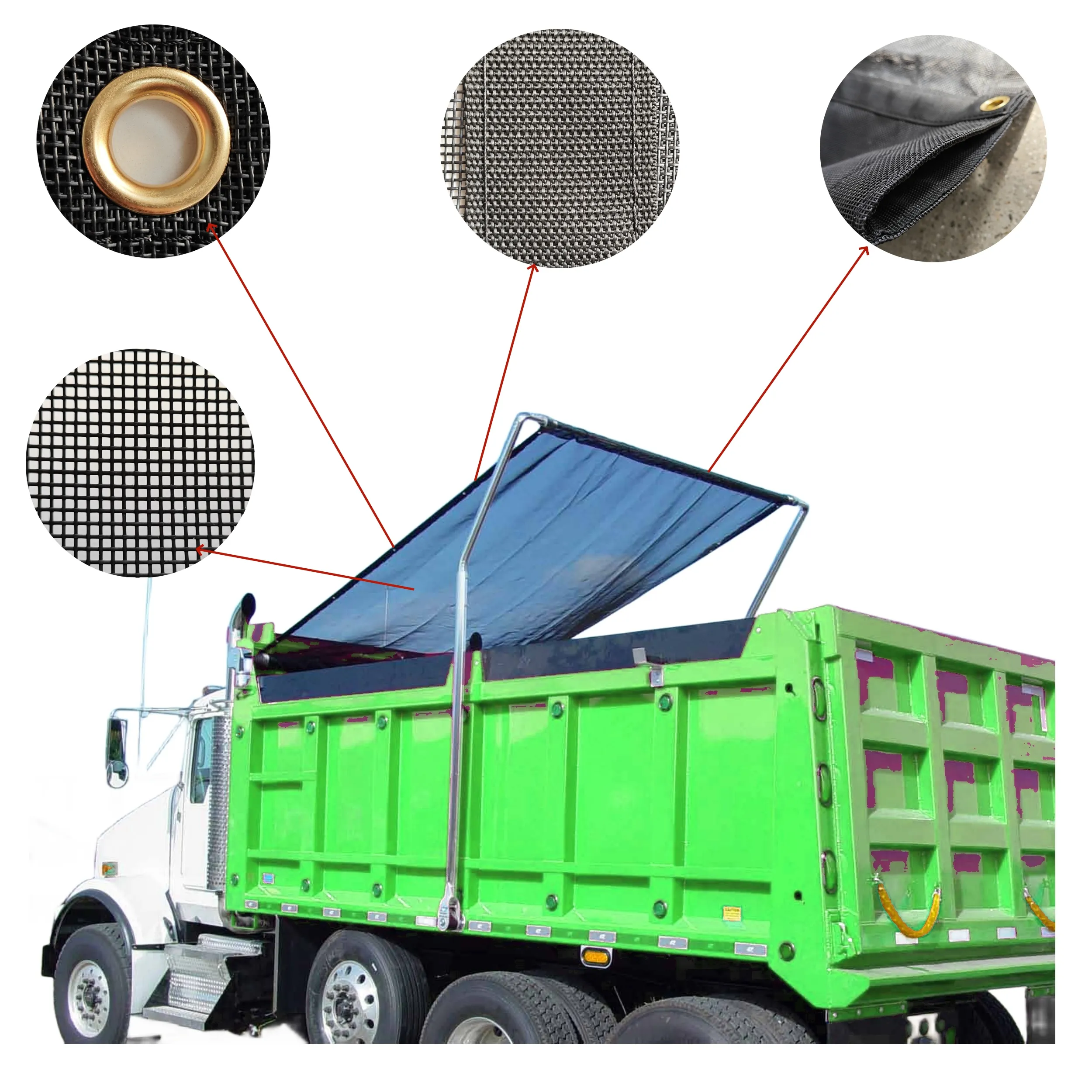 Antil-UV Black Dump Truck Mesh Tarp Heavy Duty PVC Coated Polyester Mesh Tarpaulin For Truck Cover