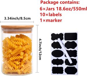 Thủy tinh lưu trữ lọ kín và nhãn, thủy tinh gia vị lọ thực phẩm Frosted thủy tinh rỗng xu hướng nến lọ với tre Nắp bằng gỗ - Product Image 3