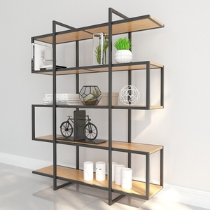 Estantería Moderna Industrial de Metal y Madera, Estructura Metálica + Estantes de MDF/Madera Sólida, Estantes Escalonados, Alta Calidad - Product Image 2