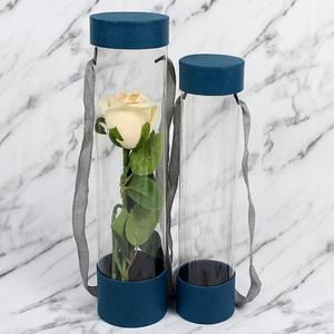 Boîte à fleurs ronde transparente en pvc, portable, pour la saint-valentin, simple, transparente, avec poignée, sac à main - Product Image 6