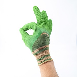 Guantes Verdes de Punto de Calibre 10 con 5 Hilos, Recubrimiento de Látex Arrugado en la Palma, Sin Costuras, para Uso General - Product Image 2