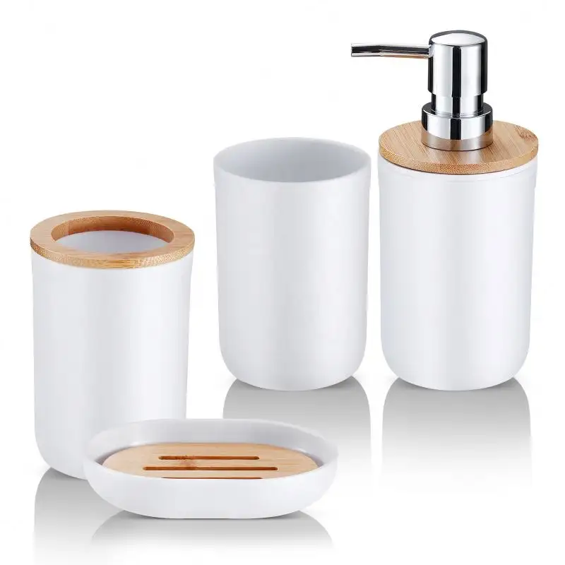 Nordic 4 pcs/सेट बाथरूम सामान सेट टूथब्रश धारक साबुन केस शैम्पू बोतल टूथब्रश कप