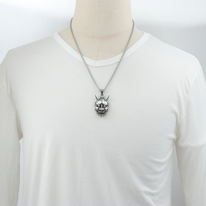Yunnique-collar con colgante de máscara Hannya de acero inoxidable, cadena de 60cm, diseño geométrico, joyería de moda - Product Image 4