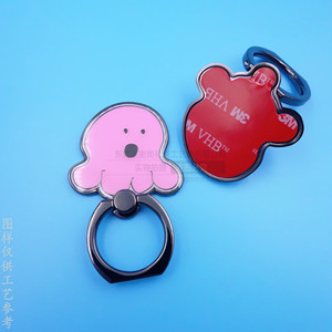 Metal <b>Ring</b> <b>Phone</b> Holder Painted Epoxy Cartoon Character Adhesive Zinc Alloy Universal Desktop Grip Black Nickel - Product Image 4