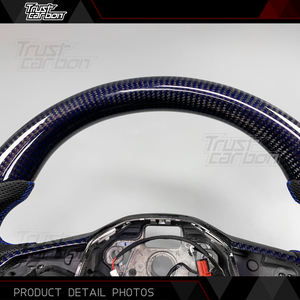 Volant LED en fibre de carbone sergé bleu personnalisé pour Volkswagen Golf MK8 Passat 2020-2025 Atlas GTI GTD GLI ID4 Tera T-ROC - Product Image 3