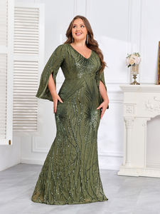 فساتين زمردية خضراء فاخرة بطبعة زهور عتيقة للحفلات الرسمية مقاس كبير فساتين صيفية لوصيفة العروس فساتين طويلة - Product Image 2