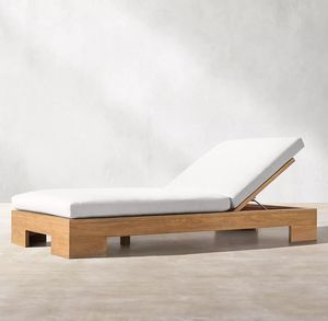 مواد مختلطة من الخوص في جميع الأحوال الجوية ، كراسي الاستلقاء تحت الشمس بدون ذراعين من خشب الساج ، حمام سباحة ، سرير نهاري خارجي - Product Image 2