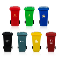 Poubelle de recyclage en plastique à grande capacité, 4 compartiments, code couleur, pour les déchets urbains