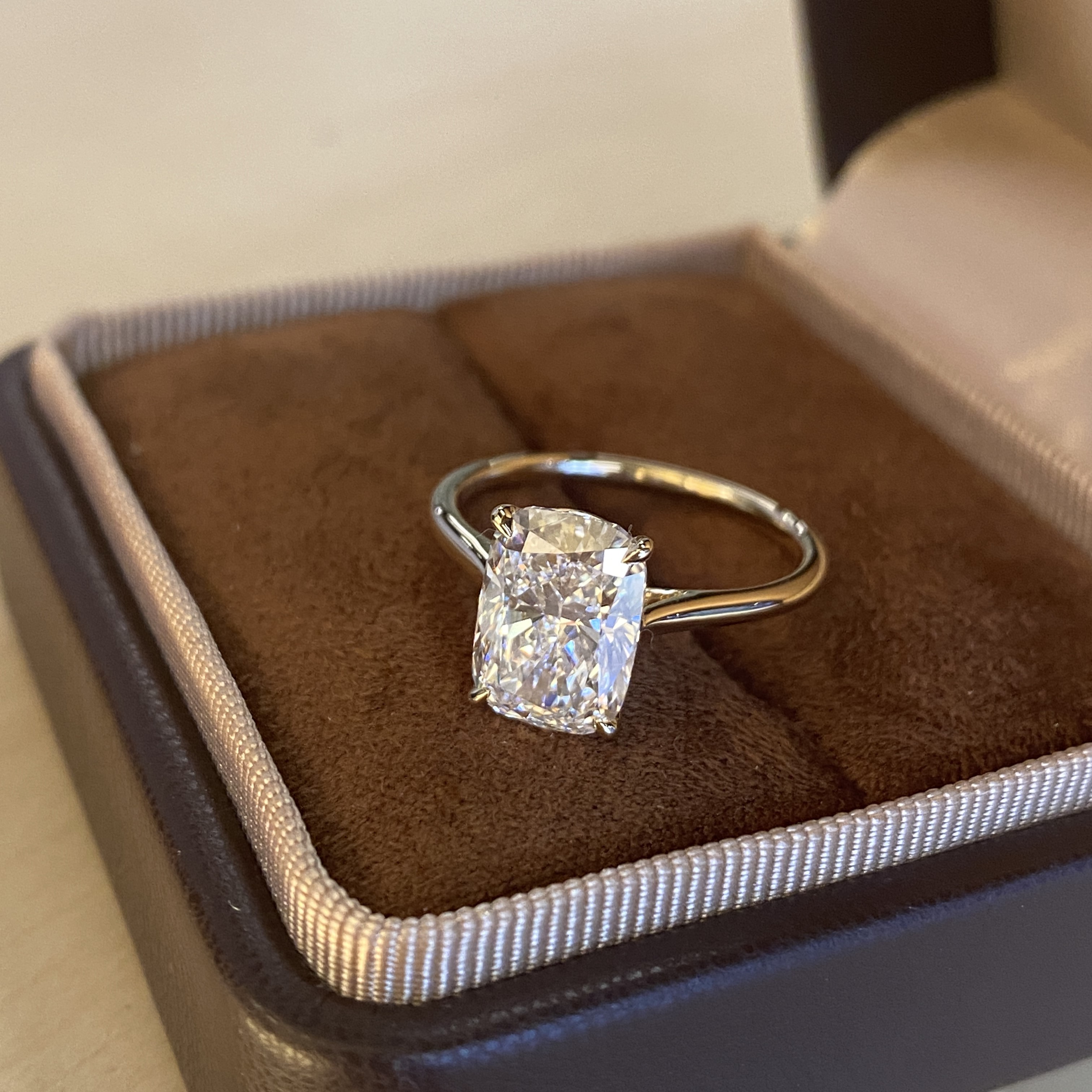 cushion cut lab grown diamond ring