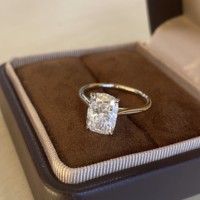 Bague de bijouterie fantaisie sur mesure, diamant de laboratoire et synthétique, taille coussin, pureté D E F VVS1 VS, or 18k 14k