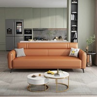 Modernes Kratzfestes Ledersofa, Gepolstertes 3-Sitzer-Sofa mit Eukalyptusholzrahmen für Wohnzimmer Hotel OEM ODM