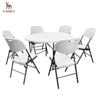 Vente en gros Table ronde pliable en PE-HD blanche pour événement Table ronde pliable pour mariage Tables pliantes en plastique pour extérieur pour événements Fête