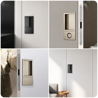 Serrure de porte de chambre à coucher invisible magnétique silencieuse minimaliste moderne pour portes en bois, design plat noir, utilisation intérieure universelle