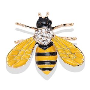 1 pièce Broche enfant abeille en alliage, design goutte d'huile, incrustée de strass, épingle de revers insecte, bijou de mode pour usage quotidien - Product Image 3