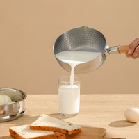 Casserole japonaise en acier inoxydable avec poignée en bois et couvercle en verre Yukihira pour soupes et bouillons, compatible gaz/induction