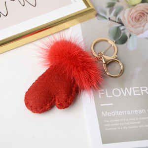 <span class=keywords><strong>Porte</strong></span>-clés décoratif en fourrure de vison avec petits pompons, mignon, luxueux et créatif, en forme de gants et de sacs à main en <span class=keywords><strong>laine</strong></span> - Product Image 5