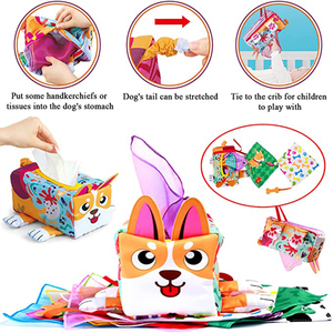 Jouets éducatifs précoces développement sensoriel enfants âge préscolaire apprentissage bébé boîte à mouchoirs en tissu <span class=keywords><strong>livre</strong></span> jouet - Product Image 4