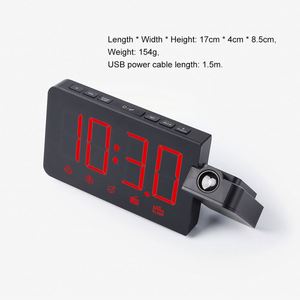 นาฬิกาปลุกฉายภาพ LED นาฬิกาตั้งโต๊ะอิเล็กทรอนิกส์ นาฬิกาตั้งโต๊ะแบบ USB ปลุกด้วยวิทยุ FM โปรเจคเตอร์ฉายเวลา นาฬิกาปลุกดิจิตอลแบบเลื่อนปลุกได้ - Product Image 6