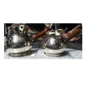 ทองเหลืองตุรกีชาและกาแฟหม้อชุดที่มีแฟนซีด้ามไม้ - Product Image 4