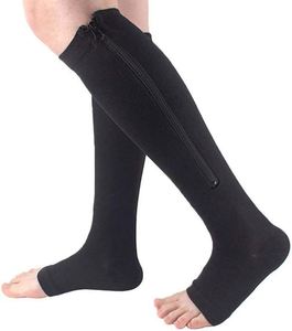 Calcetines de compresión con cremallera para mujer/hombre, calcetines hasta la rodilla con punta abierta, para quemar grasa, belleza de <span class=keywords><strong>las</strong></span> piernas, prevención de <span class=keywords><strong>venas</strong></span> varicosas, para dormir - Product Image 6