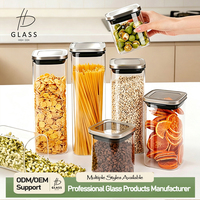 Grand bocal de rangement en verre avec couvercle métallique hermétique pour pâtes, céréales, grains de café, riz et stockage en garde-manger