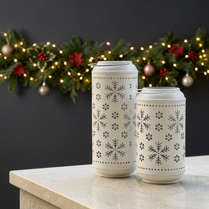 Latest Christmas Home <b>Decorations</b> White Metal Votive Candle Holders with <b>Snowflake</b> Cutouts - Product Image 4