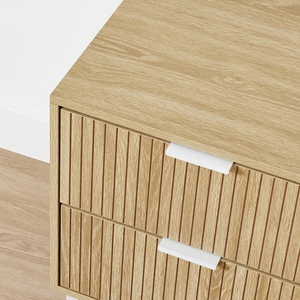 Hiện đại sồi Veneer Bàn Cạnh Giường ngủ bằng gỗ phòng ngủ đêm đứng đầu giường với 2 ngăn kéo - Product Image 4