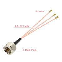 Câble répartiteur 1 vers 3, adaptateurs RF 50 OHM DC-6GHz, 1 x F Mâle/Femelle, 3 x U.FL RF1/RF4/RF1.13, rallonge d'antenne RG178, câble de raccordement Pigtail
