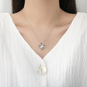 Collar con Colgante de Corazón de Plata de Ley 925 de Kingcome, Regalo de San Valentín para Mujeres y Niñas - Product Image 6
