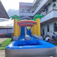 Toboggan aquatique gonflable en PVC commercial avec piscine à jets d'eau, toboggan géant pour enfants et adultes, équipement de parc aquatique extérieur