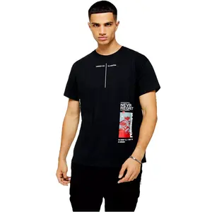 Homme vêtements personnalisés longue ligne t shirt impression lourd coton t-shirt streetwear avec col rond et manches