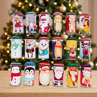 Boîtes rondes en métal personnalisées Père Noël – Boîte de rangement pour bonbons, biscuits, chocolat, sucre – Cadeaux de Noël aseptiques