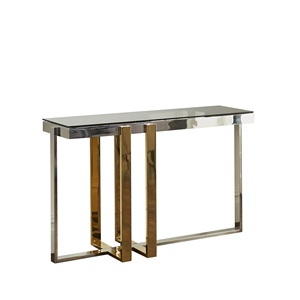 Table <span class=keywords><strong>console</strong></span> moderne plaquée, finition en acier inoxydable plaqué or <span class=keywords><strong>et</strong></span> argent, table <span class=keywords><strong>console</strong></span> de luxe moderne - Product Image 5